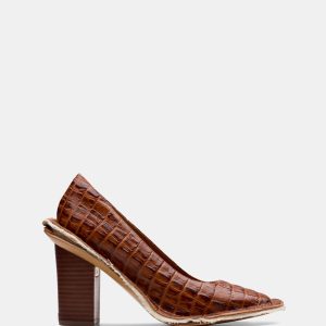 Cur Heel W Tan Leather