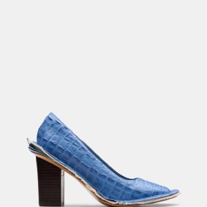 Cur Heel W Blue Leather